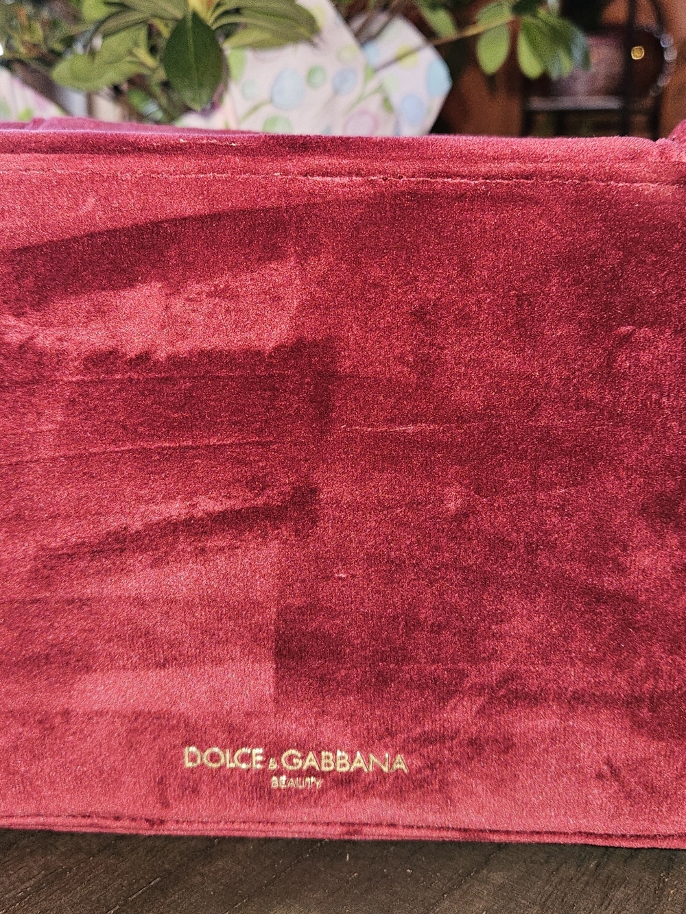 Dolce & Gabbana Velvet Burgundy Cosmetic Bag Travel Case Like New